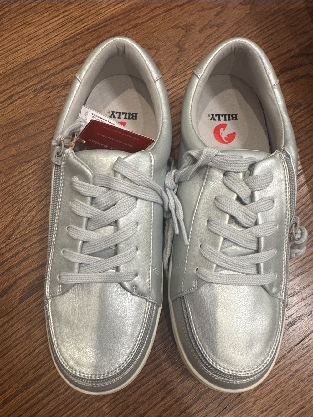 BILLY Silver Metallic Women's Lace-Up Sneakers